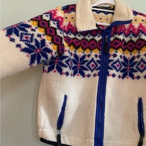Polo Ralph Lauren Women’s Cream Fair Isle Sherpa zip up Fleece Jacket Size M